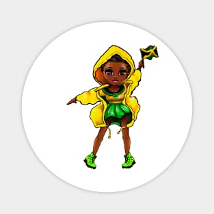 Jamaican girls women Jamaica Pride anime girl Chible Jamaica flag Magnet